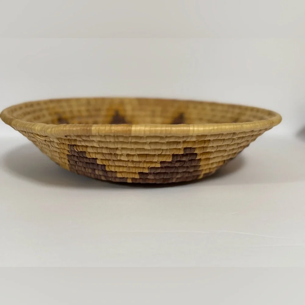 African Coil Swirl Designed Wall Basket Bowl~One Of A Kind~Unique Art Vintage